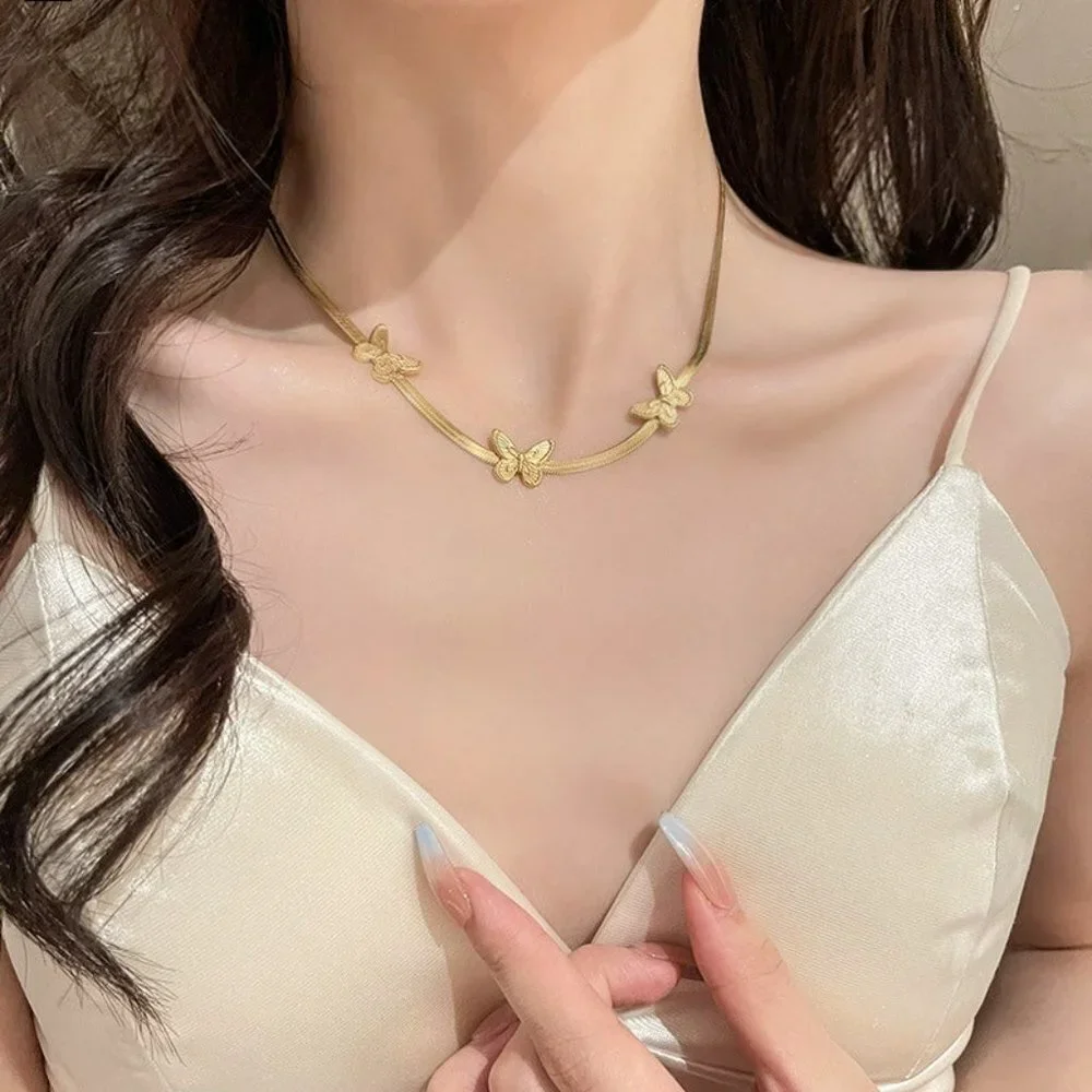 Elegant Exquisite Butterfly Snake Bone Necklace - Picture 5 of 6